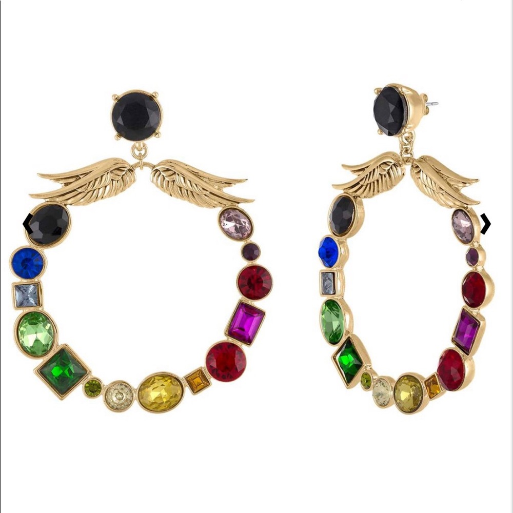 NWT RACHEL Rachel Roy Rainbow Winged Hoop Earrings